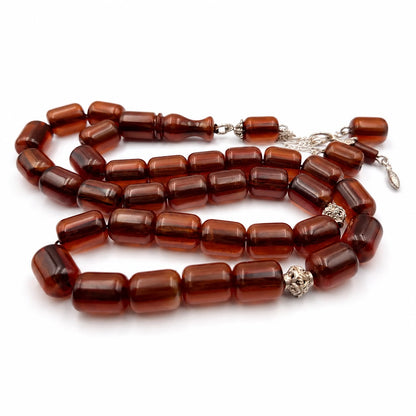 Ghazal Blood-Tone Miski sibha, close detail of deep red beads — buy ghazal blood-tone miski beads UAE
