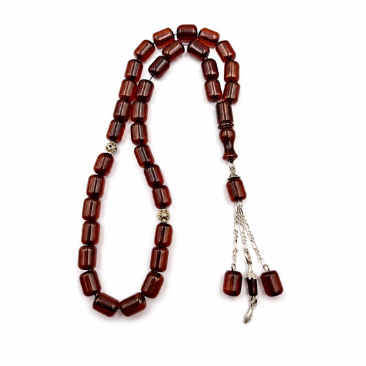 Ghazal Blood-Tone Miski tasbih 33 beads with deep red beads — AtiQ & Jade Dubai