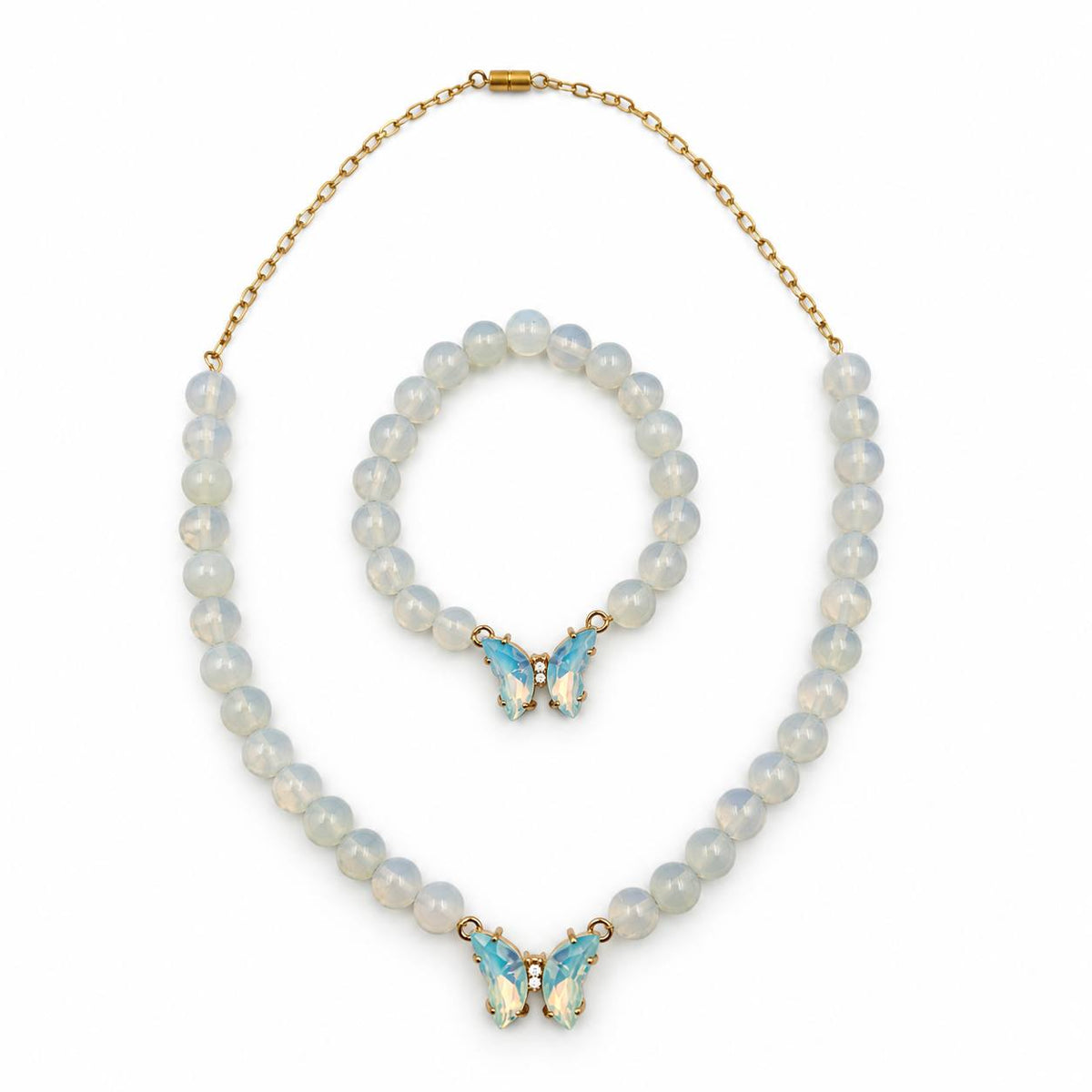 Moonstone fully beaded design necklace and bracelet set — AtiQ & Jade Dubai