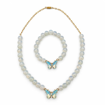 Moonstone fully beaded design necklace and bracelet set — AtiQ & Jade Dubai