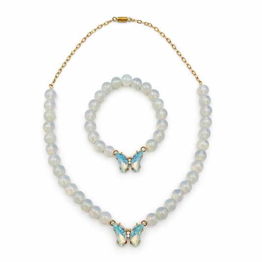 Moonstone fully beaded design necklace and bracelet set — AtiQ & Jade Dubai