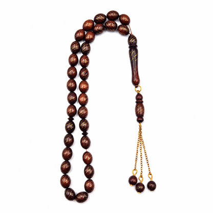 Copper Crafted Narjil sebha 33 beads with copper inlay — AtiQ & Jade Dubai