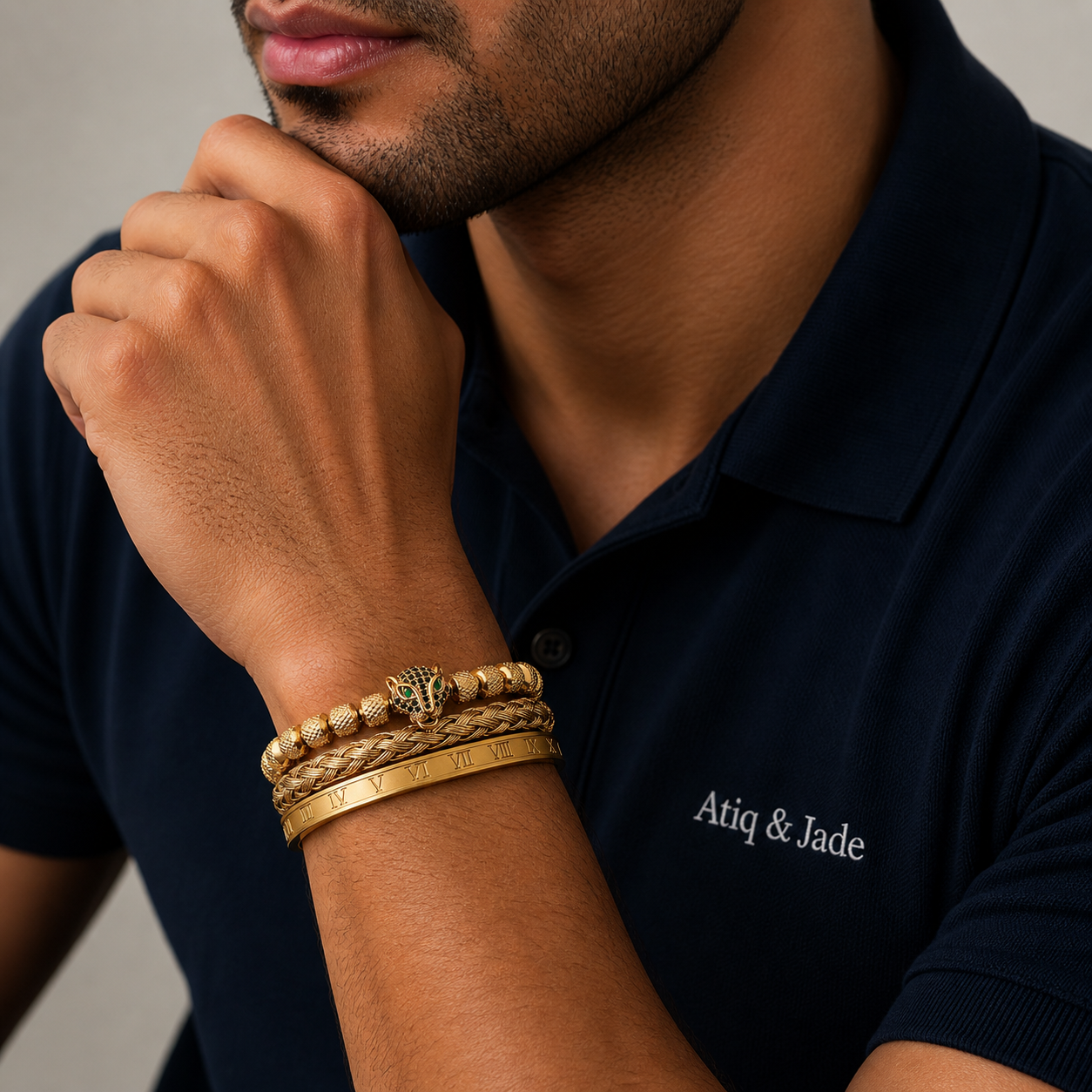 Rhodium-Coated Bracelet Set - Golden