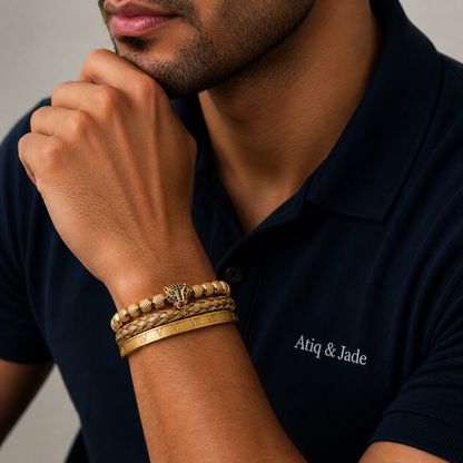 Rhodium-Coated Bracelet Set - Golden