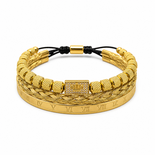 Rhodium-Coated Bracelet Set - Golden