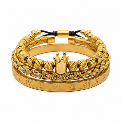 Rhodium-Coated Bracelet Set - Golden