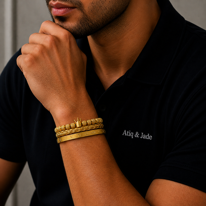 Rhodium-Coated Bracelet Set - Golden