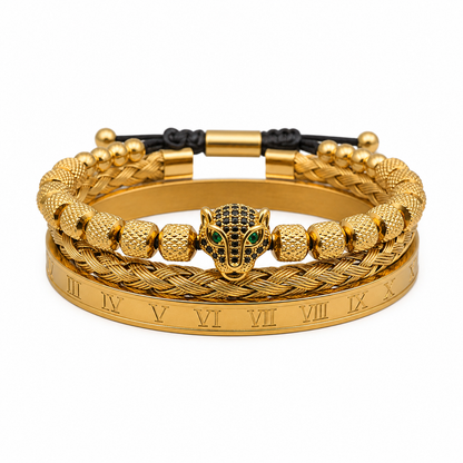 Rhodium-Coated Bracelet Set - Golden