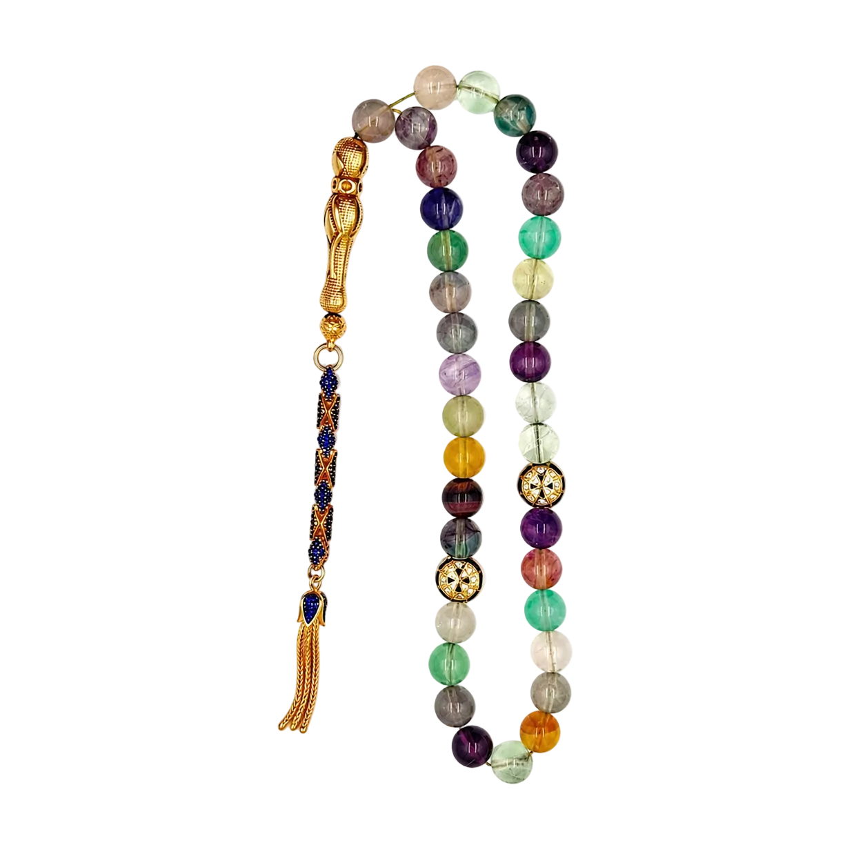 Serene Amazonite sebha 33 beads with a sterling silver tassel — AtiQ & Jade Dubai