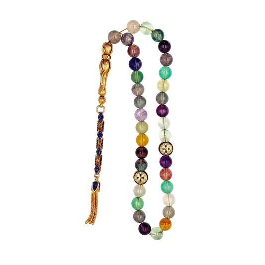 Serene Amazonite sebha 33 beads with a sterling silver tassel — AtiQ & Jade Dubai