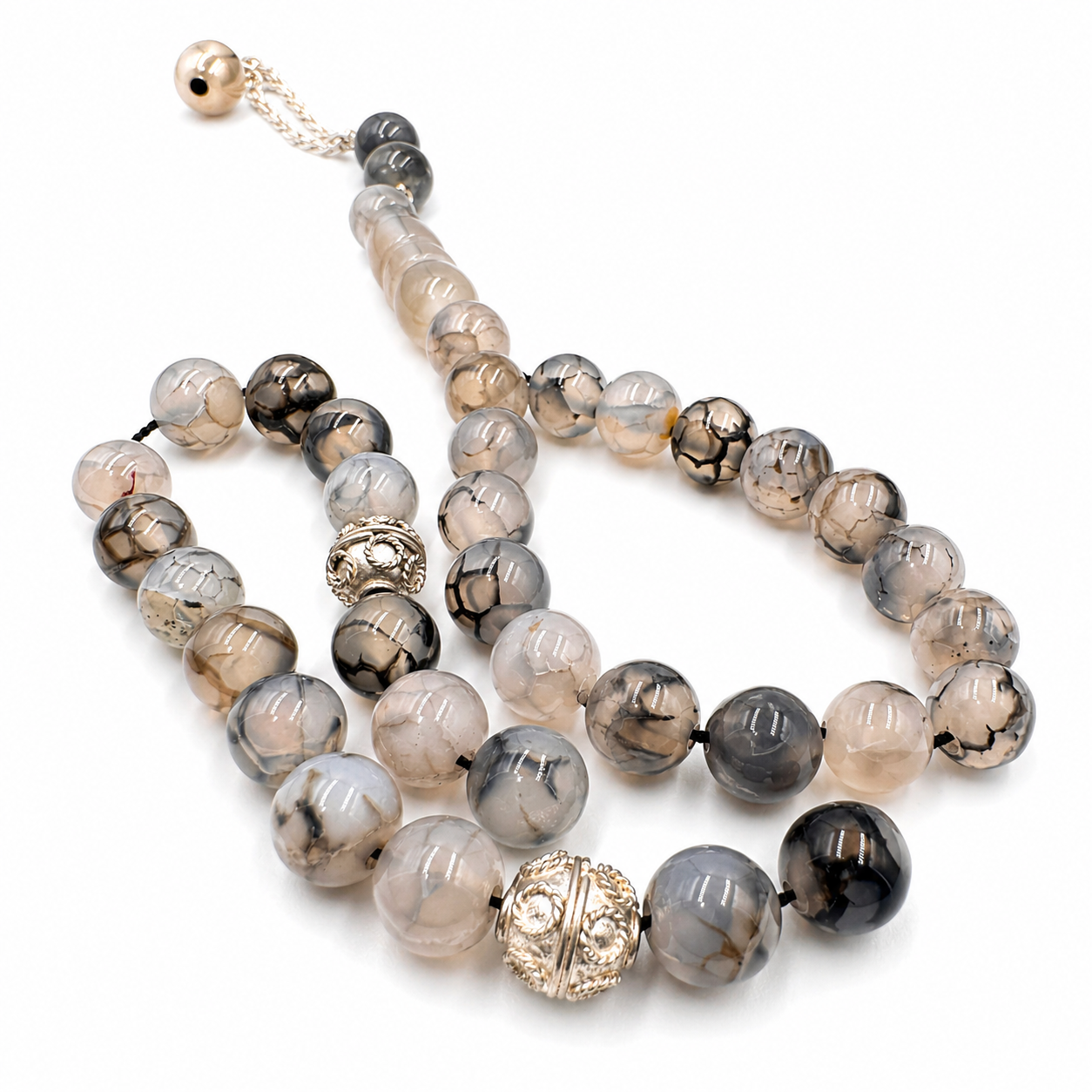Agate beads silver