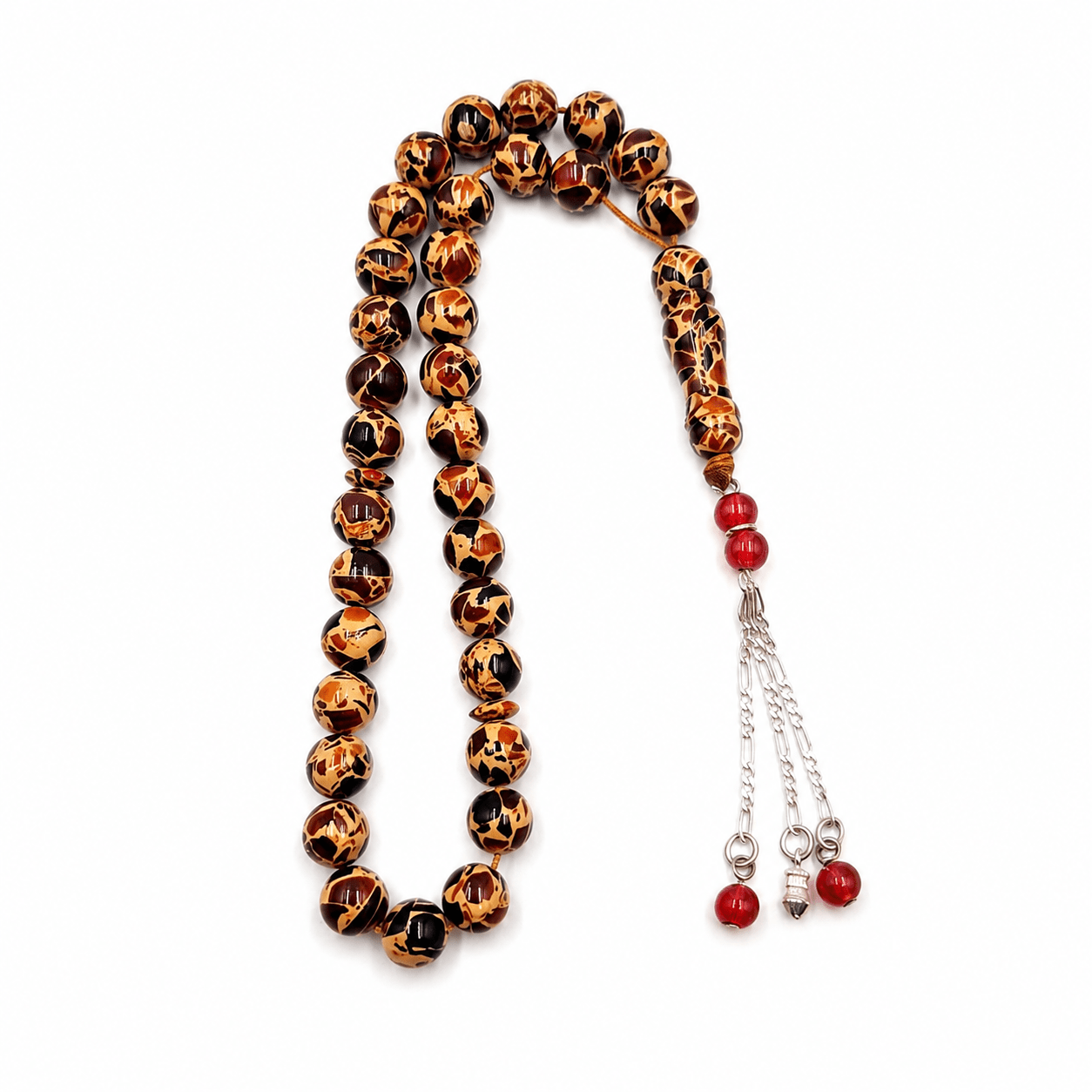 Tiger Skin Miski sibha 33 beads with banded amber-toned beads — AtiQ & Jade Dubai