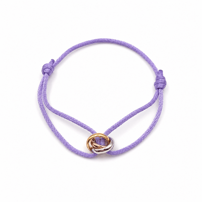 Trilogy Three-Ring adjustable cord bracelet, the three interlocking rings close up — fashion accessory bracelet UAE