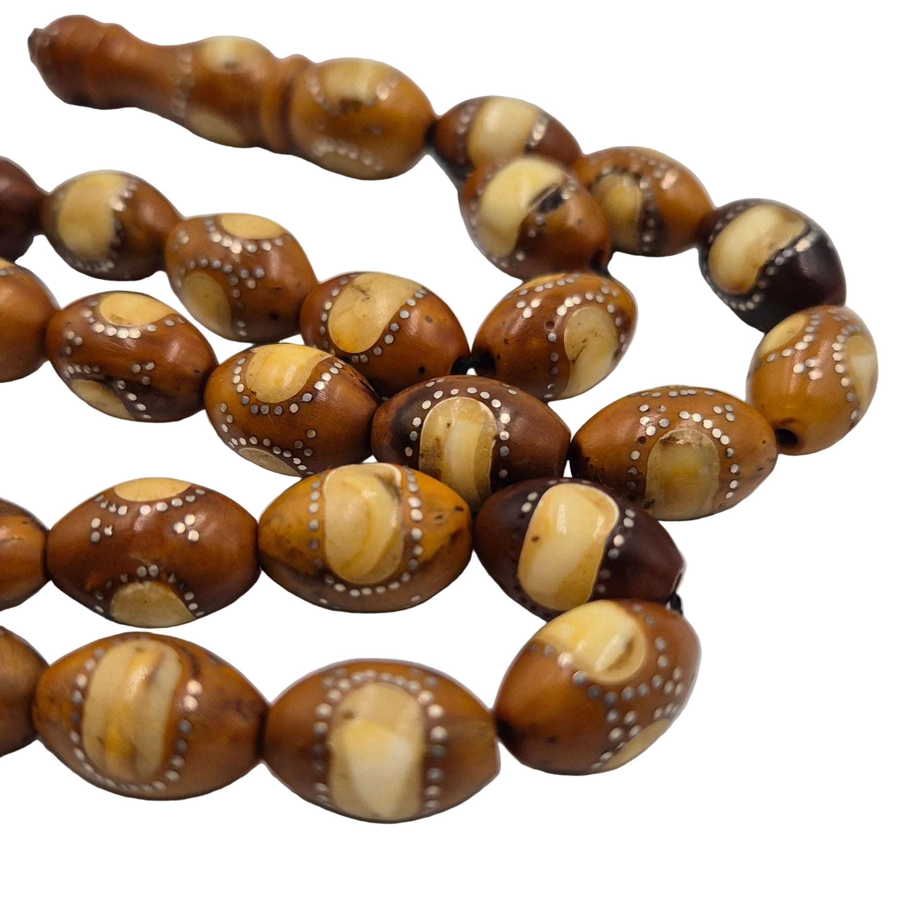 Wooden beaded rosary made of kuka with silver craft and chain