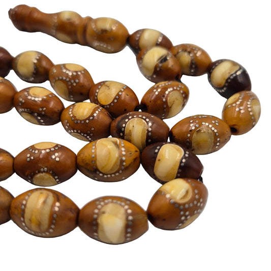 Wooden beaded rosary made of kuka with silver craft and chain