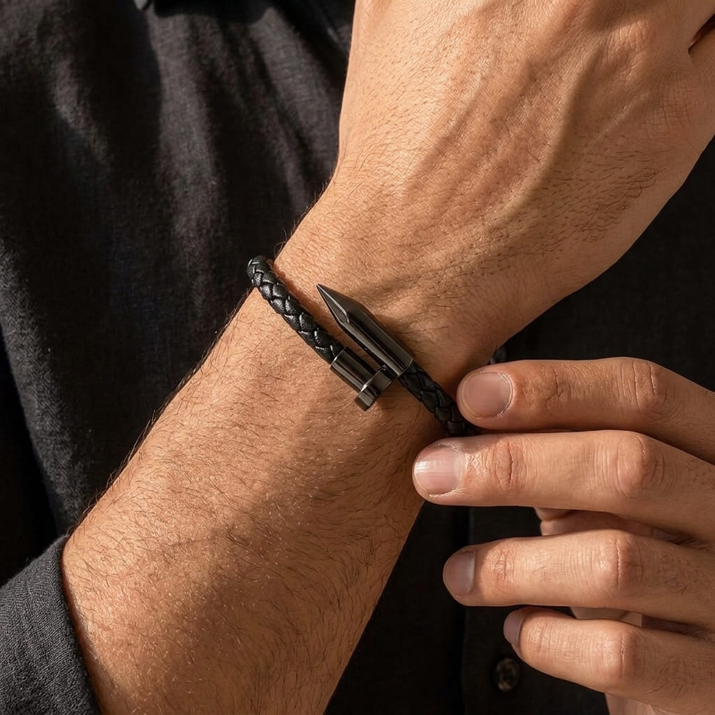 black braided leather bracelet UAE