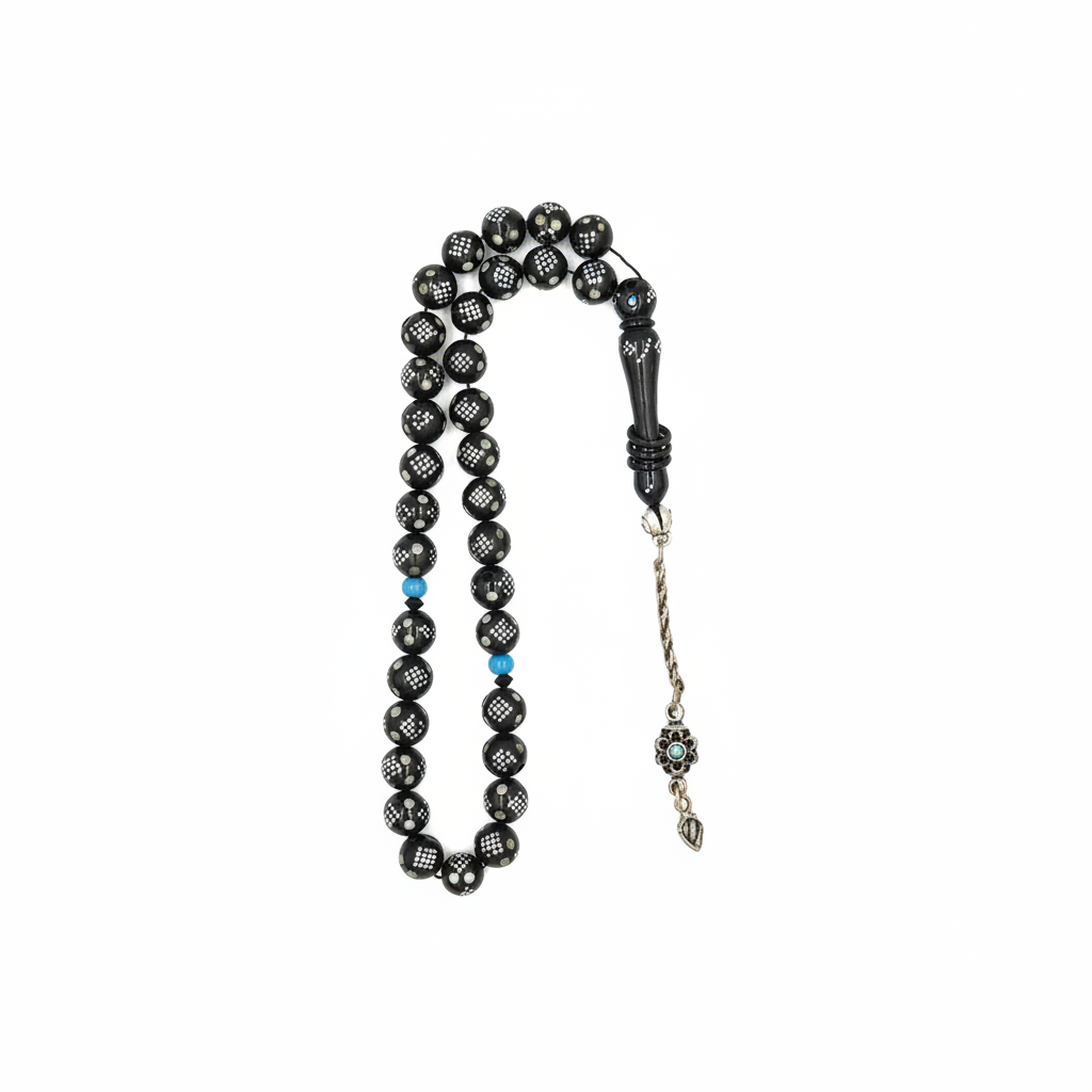 Black Kuka Silver & Fairouz Crafted Mesbah