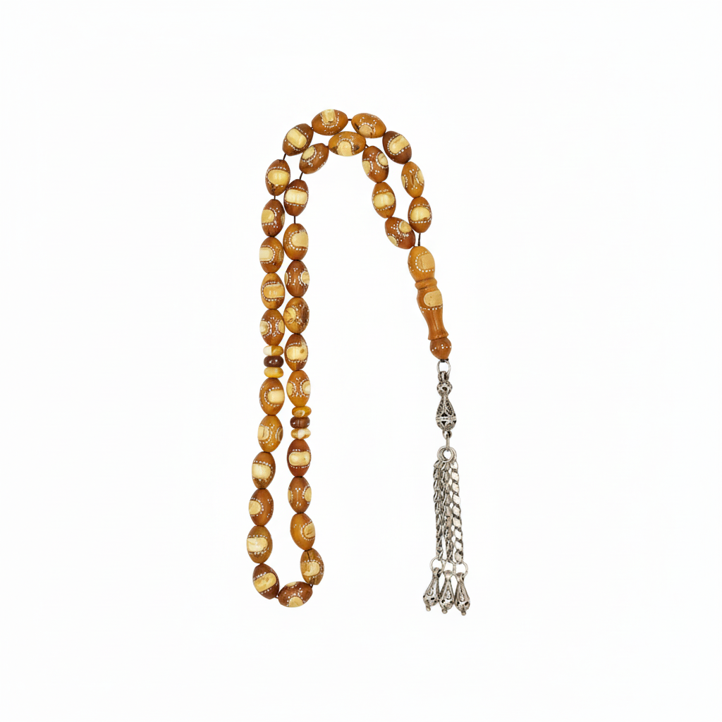 Wooden beaded rosary made of kuka with silver craft and chain