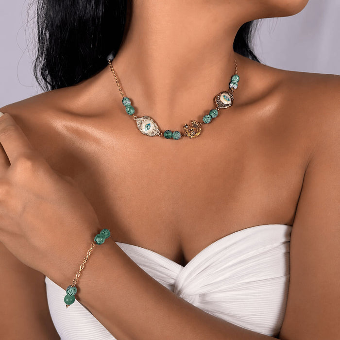 Gemstone necklace and bracelet gift UAE